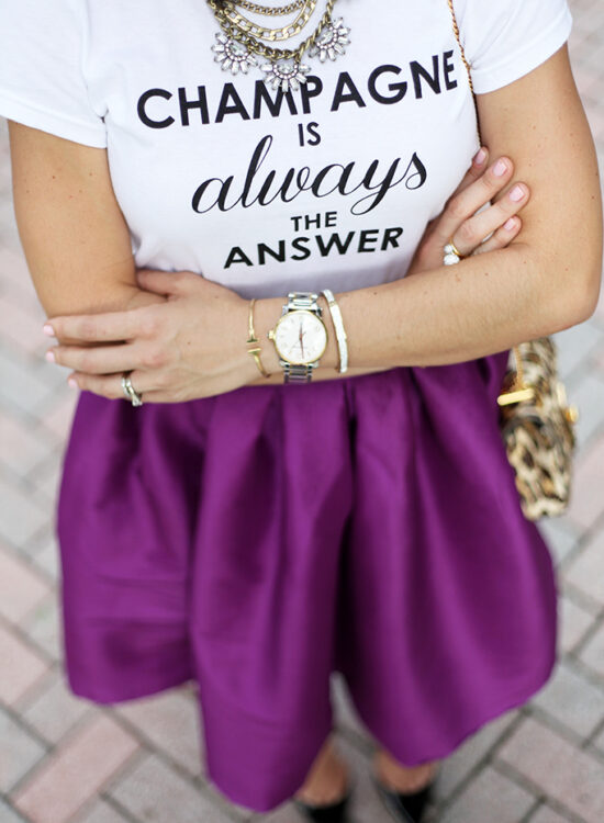 Blame it on Mei Miami Fashion Blogger Fall 2015 T+J Design tshirt Chloe Drew Leapord Purple Midi Skirt Tiffany T Bracelet Montblanc Baublebar Henri Bendel Louboutin Black Pumps