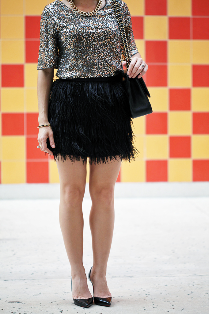 Blame it on Mei Miami Fashion Blogger Holiday Look 2015 Sequin Blouse Pencil Skirt Fur Vest Cartier Ballon_Bleau Louboutin Iriza Pumps Chanel Classic Double Flap