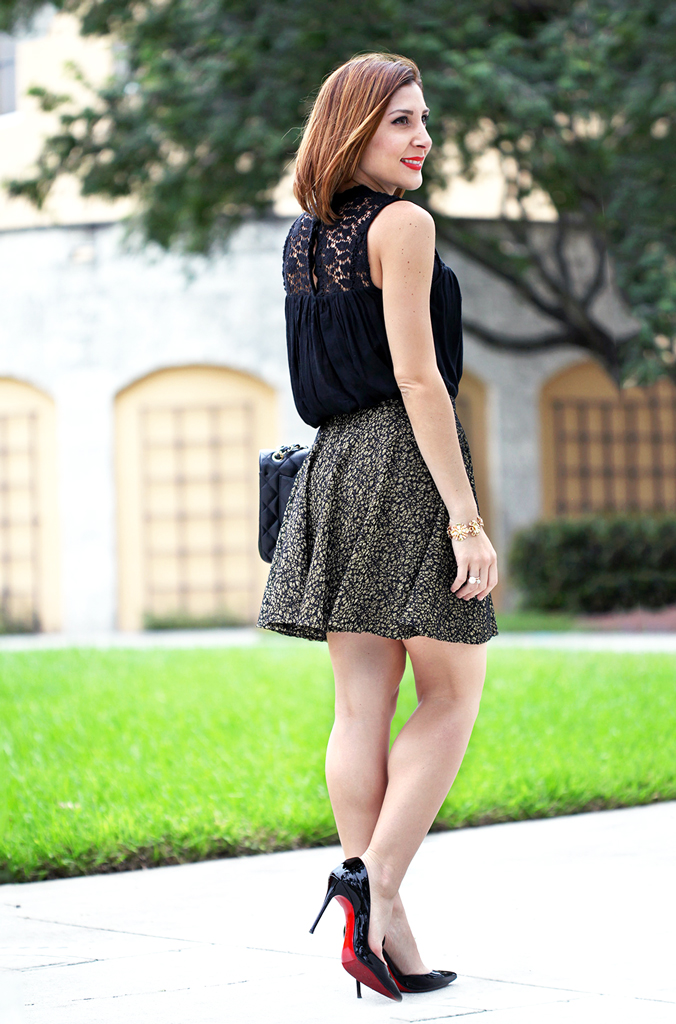 NYE Outfit: Flared Skirt + Lace Blouse - Blame it on Mei | Miami ...