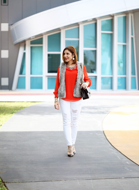 Blame-it-on-Mei-Miami-Fashion-Blogger-2016-Faux-Fur-Vest-Embellised-Blouse-White-Ripped-Denim-Baublebar-Ascher-Drops-Montblanc-Timewalker-Chanel-Classic-Valentino-Rockstud-Sandal