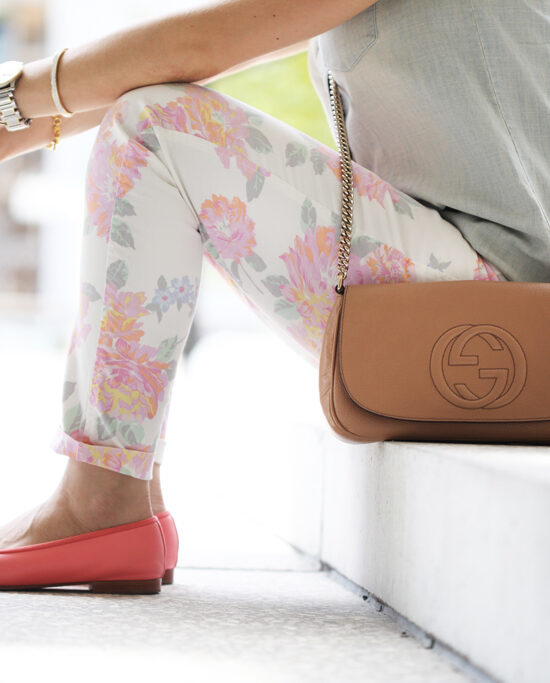 Blame-it-on-Mei-Miami-Fashion-Blogger-2016-Spring-Outfit-Idea-Look-Inspiration-Pastel-Floral-Print-Chambray-Top-Gucci-Soho-Crossbody-Chanel-CC-Flats-Baublebar-Ellis-Earings