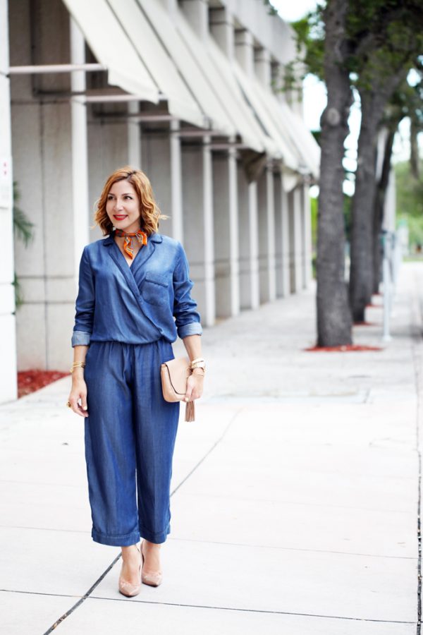 Pajama Party: Chambray Jumpsuit + Neck Scarf - Blame it on Mei | Miami ...