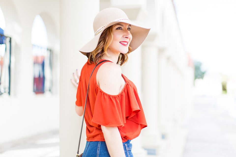 Back to Denim: Cold-Shoulder Top + Floppy Hat - Blame it on Mei | Miami ...