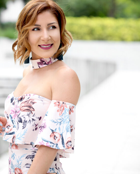 Blame it on Mei @blameitonmei Miami Fashion Blogger 2017 Floral Off The Shoulder Gracie Boohoo Culotte Jumpsuit