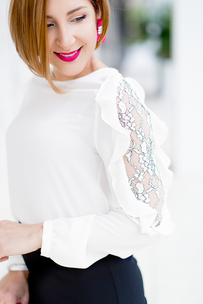 Blame it on Mei, @blameitonmei, Miami Fashion Blogger, Holiday Look, Lace Ruffle Skirt Blouse