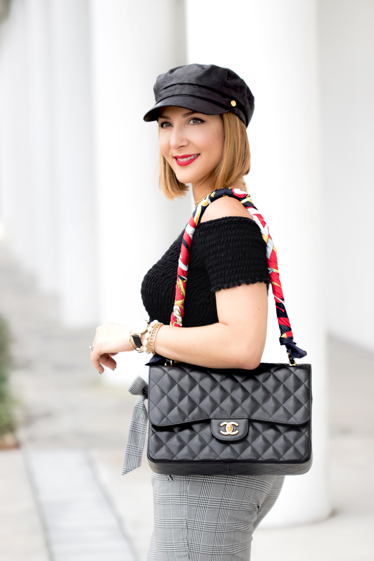 Blame it on Mei, @blameitonmei, Miami Fashion Blogger, Holiday Look, Checked Trousers Pant, Newsboy Cap