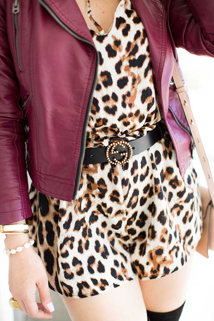 Blame it on Mei, @blameitonmei, Miami Fashion Blogger, Fall Outfit Look, OTK Over The Knee boots, Leopard Romper