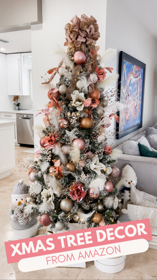 Blame it on Mei, Miami Fashion Blogger, hardcase carry-on, Christmas tree decor from Amazon, holiday decor, xmas tree