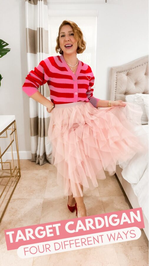 Blame it on Mei, Miami Fashion Blogger, Mei Jorge, Valentines Day Look Outfits Striped Cardigan